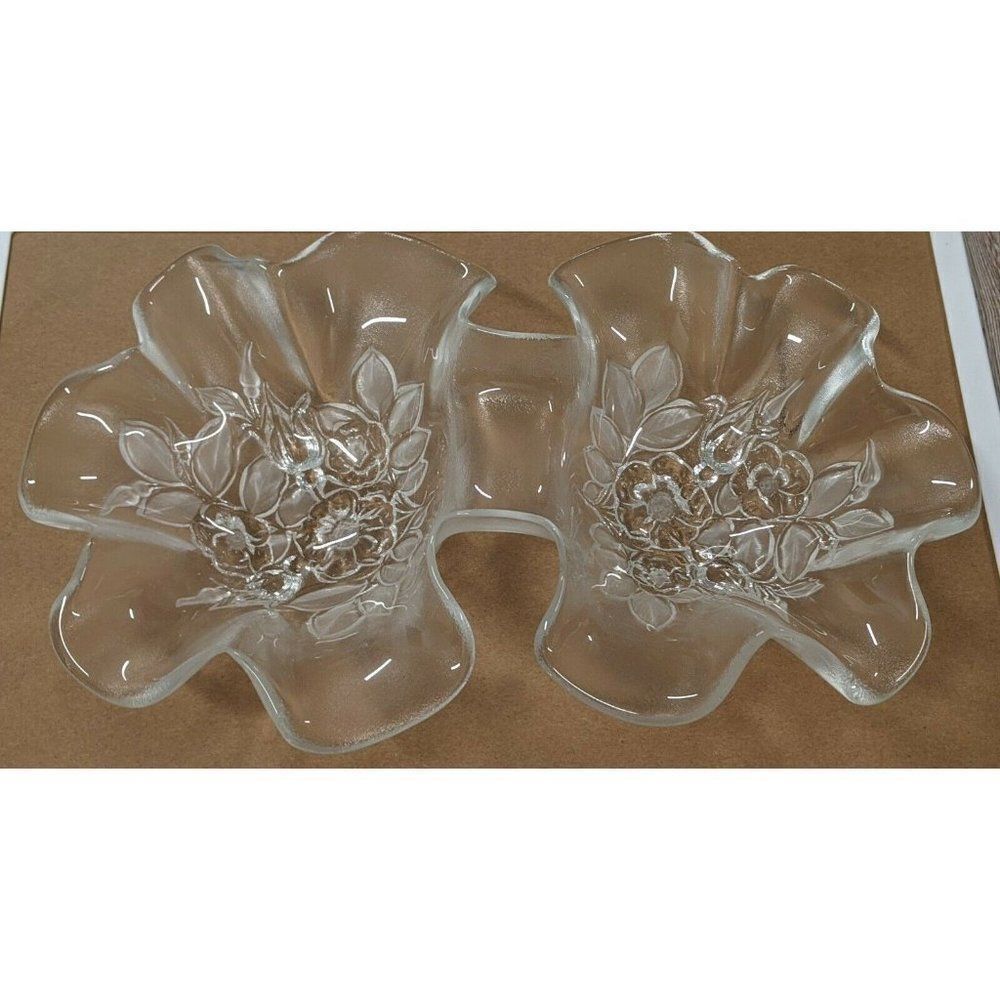 Crystal Clear & Frosted Etched Flowers Double